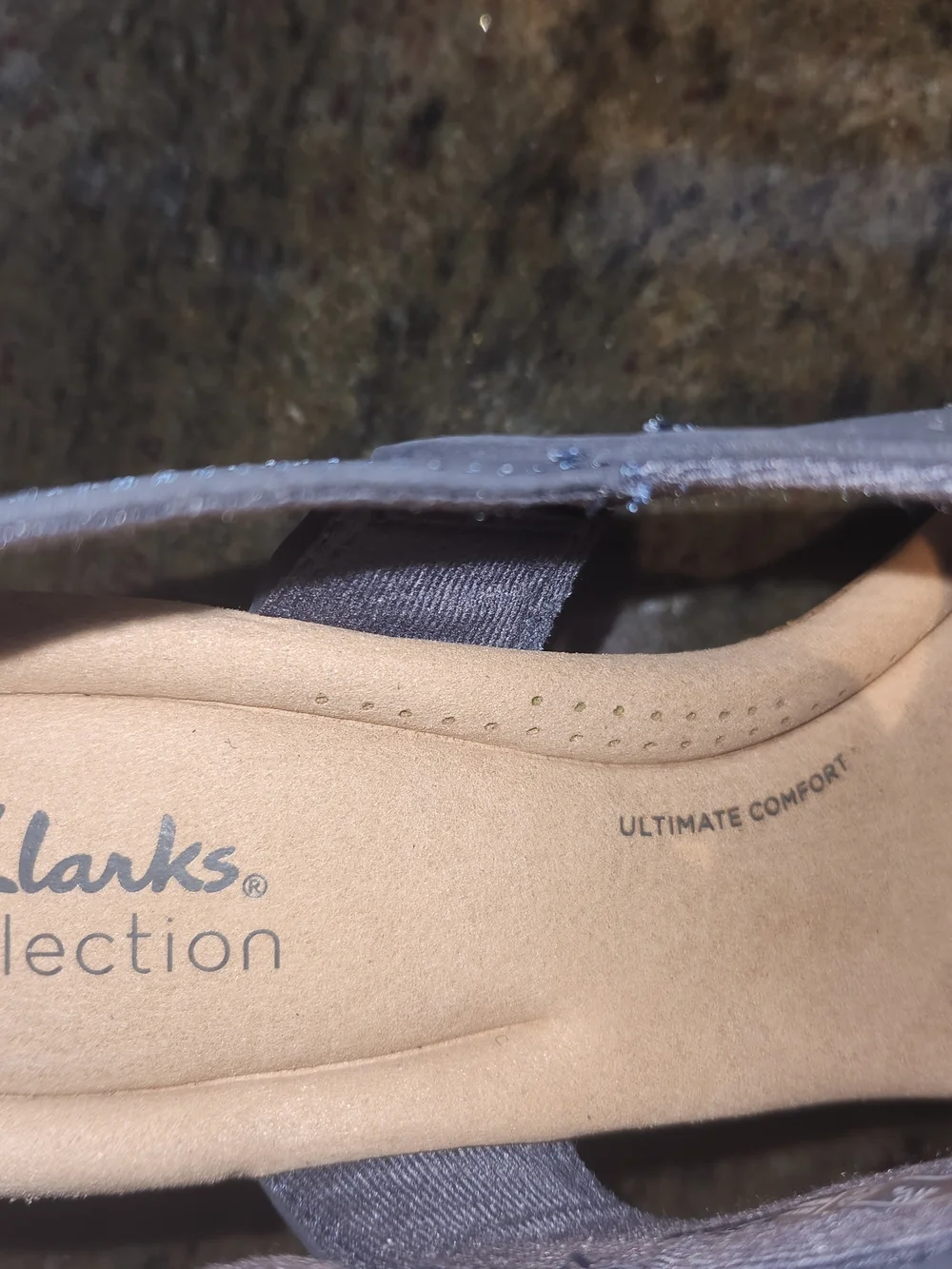 Clarks Open-Toe Navy Wedge 10 Wide Width Bnib